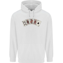Spade Flush Poker Mens 80% Cotton Hoodie White