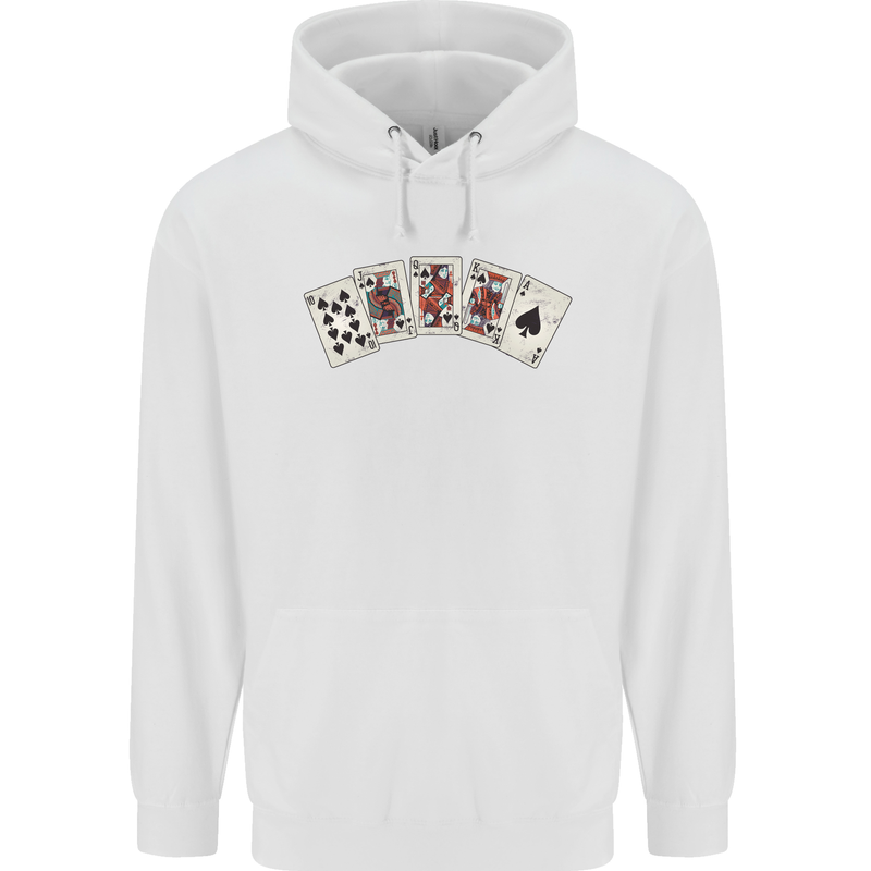 Spade Flush Poker Mens 80% Cotton Hoodie White