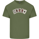 Spade Flush Poker Mens Cotton T-Shirt Tee Top Military Green
