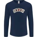 Spade Flush Poker Mens Long Sleeve T-Shirt Navy Blue