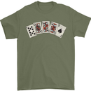Spade Flush Poker Mens T-Shirt 100% Cotton Military Green