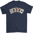 Spade Flush Poker Mens T-Shirt 100% Cotton Navy Blue