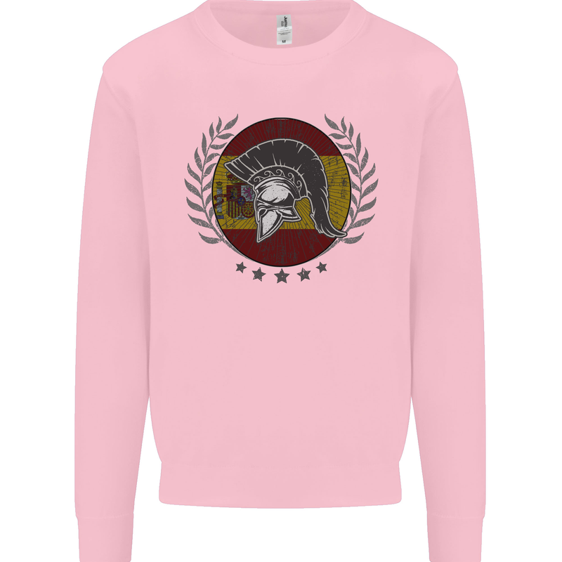 Spain Bodybuilding Flag Gym Training Spanish Kids Sweatshirt Jumper Light Pink