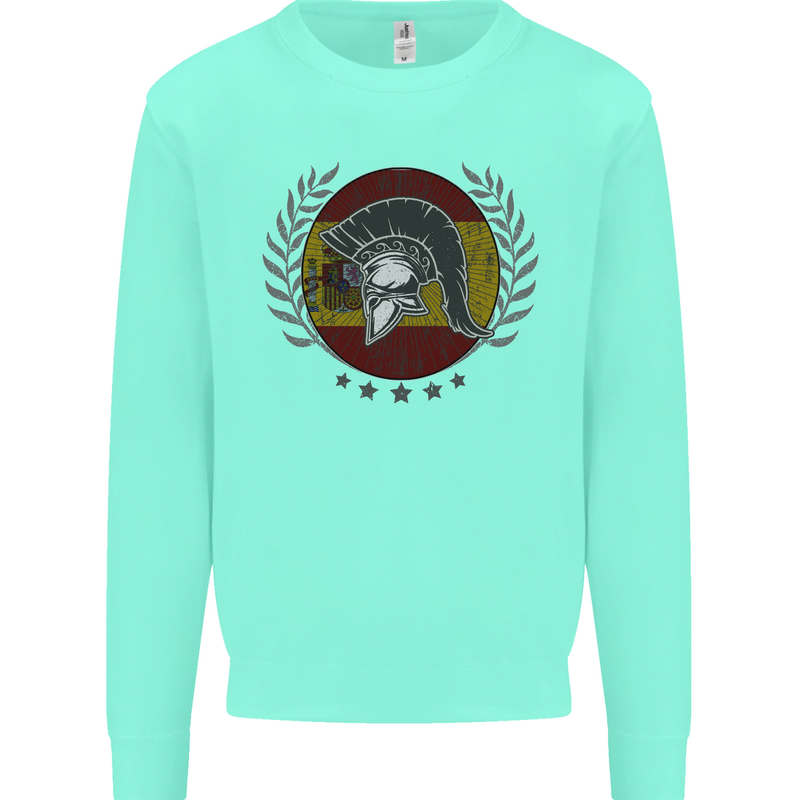 Spain Bodybuilding Flag Gym Training Spanish Kids Sweatshirt Jumper Peppermint
