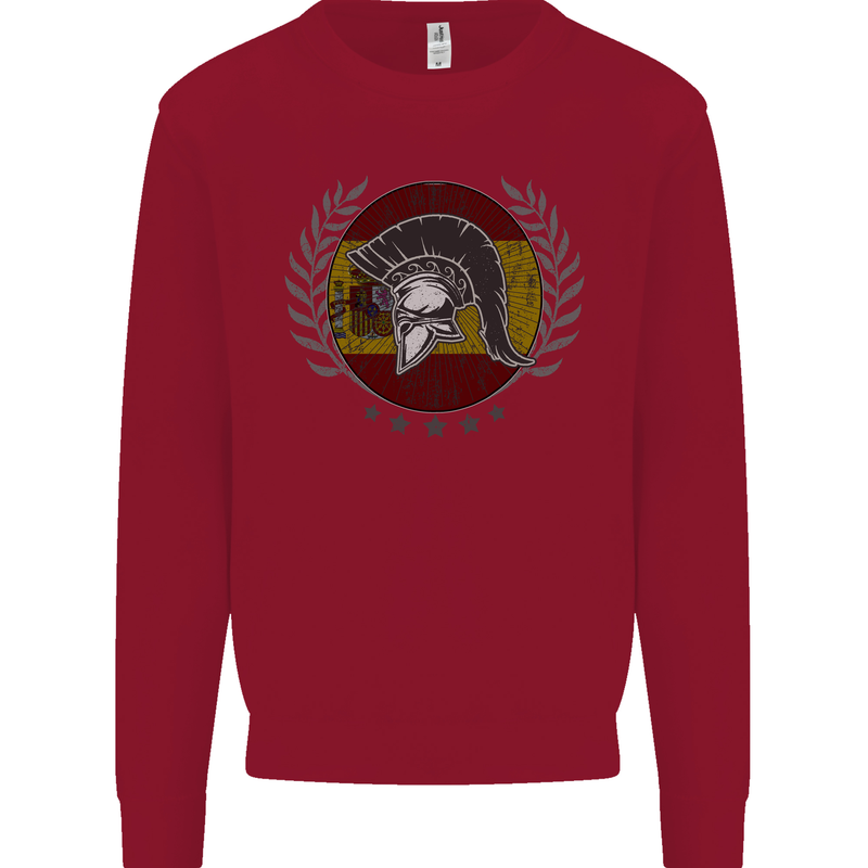 Spain Bodybuilding Flag Gym Training Spanish Kids Sweatshirt Jumper Red