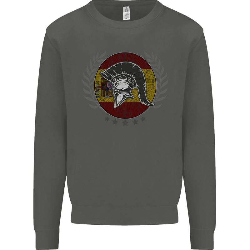 Spain Bodybuilding Flag Gym Training Spanish Kids Sweatshirt Jumper Storm Grey