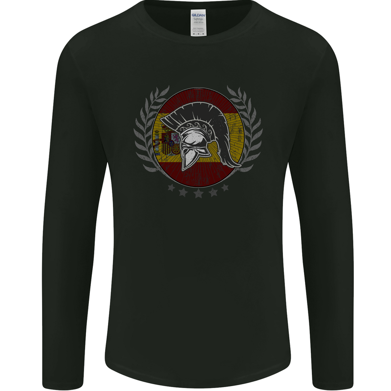 Spain Bodybuilding Flag Gym Training Spanish Mens Long Sleeve T-Shirt Black