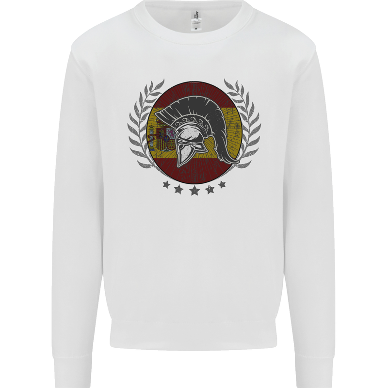 Spain Bodybuilding Flag Gym Training Spanish Mens Sweatshirt Jumper White
