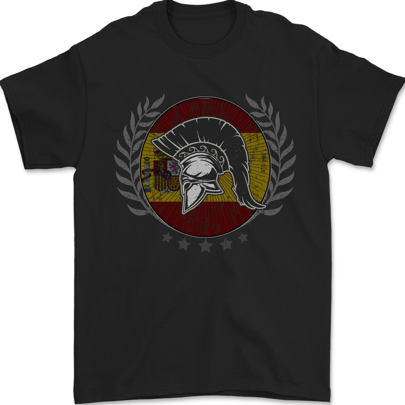 Spain Bodybuilding Flag Gym Training Spanish Mens T-Shirt 100% Cotton Black