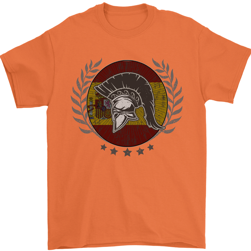 Spain Bodybuilding Flag Gym Training Spanish Mens T-Shirt 100% Cotton Orange