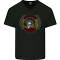 Spain Bodybuilding Flag Gym Training Spanish Mens V-Neck Cotton T-Shirt Black