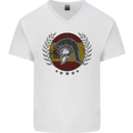 Spain Bodybuilding Flag Gym Training Spanish Mens V-Neck Cotton T-Shirt White