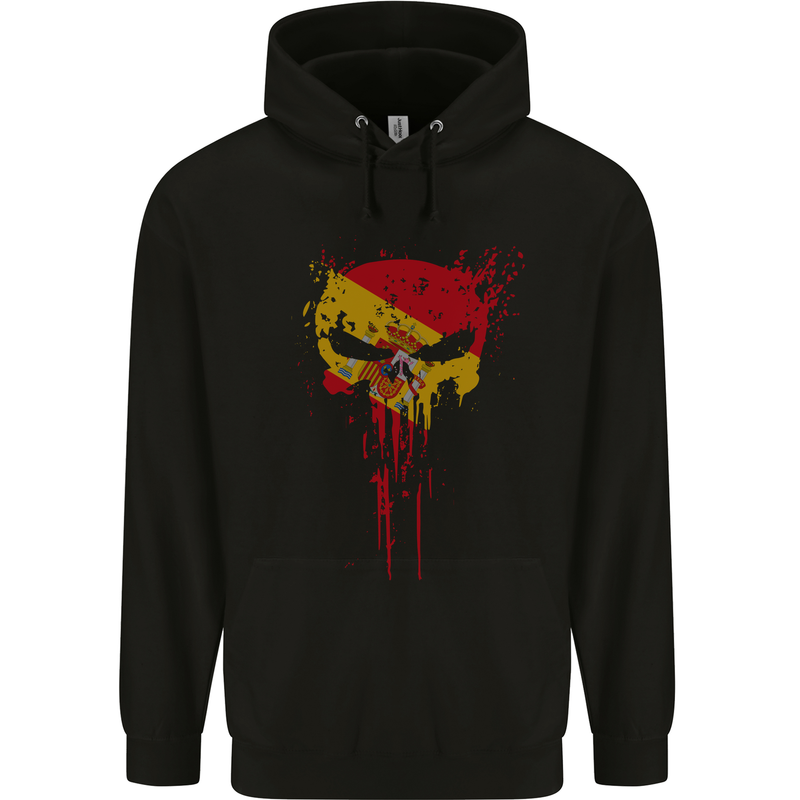 Spain Skull Gym Training Bodybuilding Mens 80% Cotton Hoodie Black