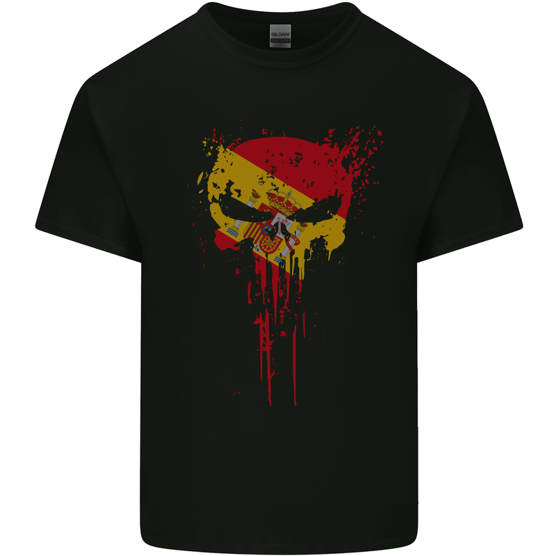 Spain Skull Gym Training Bodybuilding Mens Cotton T-Shirt Tee Top Black