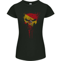 Spain Skull Gym Training Bodybuilding Womens Petite Cut T-Shirt Black
