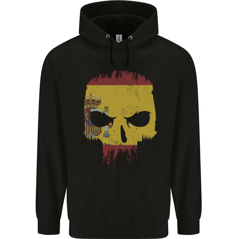 Spain Skull Spanish Gym Flag Biker Childrens Kids Hoodie Black