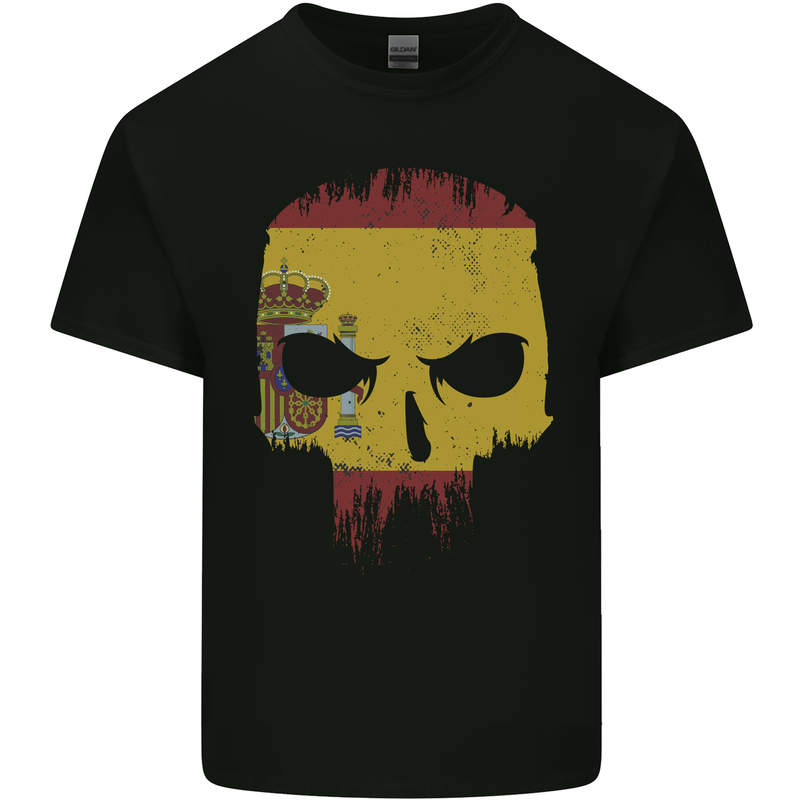 Spain Skull Spanish Gym Flag Biker Mens Cotton T-Shirt Tee Top Black