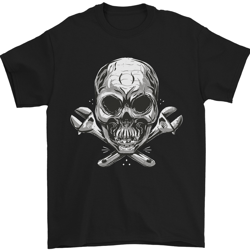 a black t - shirt with a skull and crossed bones