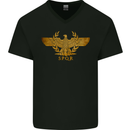 Sparta Eagle Gym Bodybuilding Training Mens V-Neck Cotton T-Shirt Black