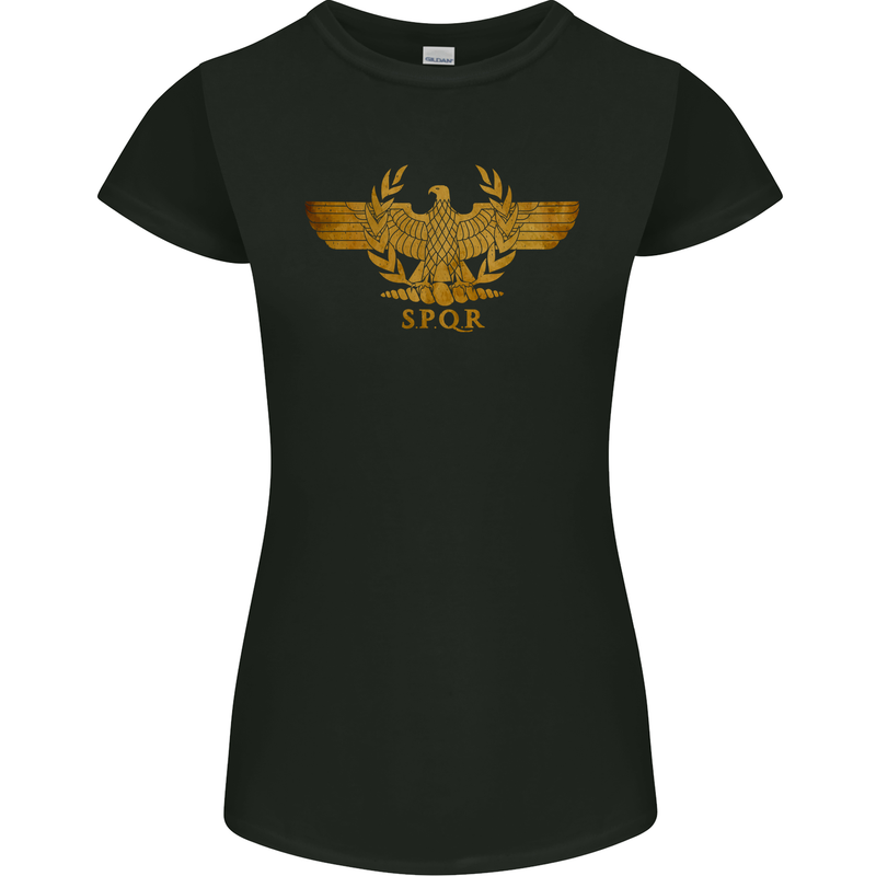 Sparta Eagle Gym Bodybuilding Training Womens Petite Cut T-Shirt Black