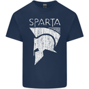 Sparta Helmet Bodybuilding Training Gym Mens Cotton T-Shirt Tee Top Navy Blue