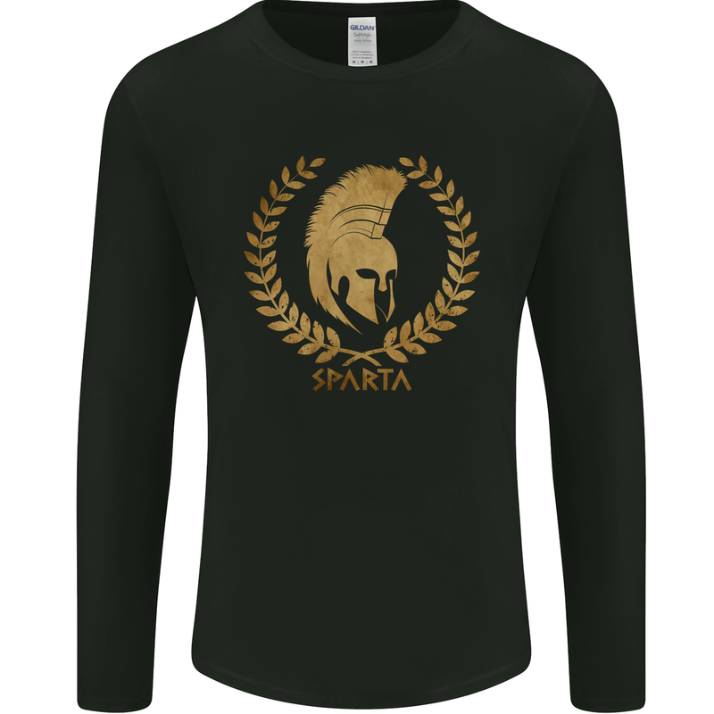 Sparta Helmet Gym Bodybuilding Training Weights Mens Long Sleeve T-Shirt Black