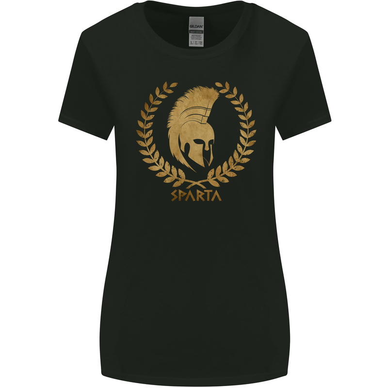 Sparta Helmet Gym Bodybuilding Training Weights Womens Wider Cut T-Shirt Black