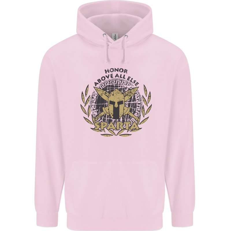 Sparta Honor Above all Else Gym Bodybuilding Mens 80% Cotton Hoodie Light Pink