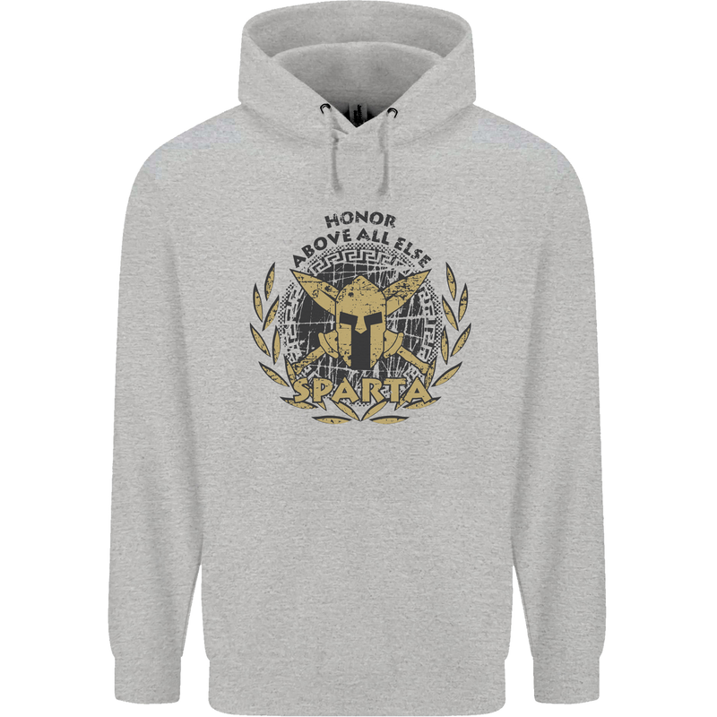 Sparta Honor Above all Else Gym Bodybuilding Mens 80% Cotton Hoodie Sports Grey
