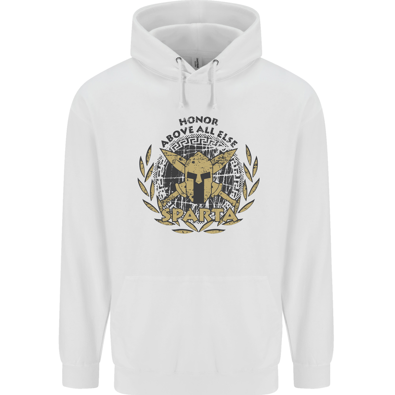 Sparta Honor Above all Else Gym Bodybuilding Mens 80% Cotton Hoodie White