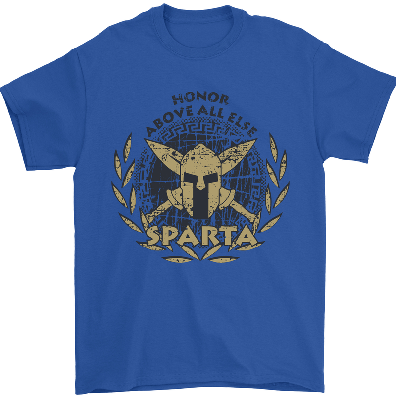 Sparta Honor Above all Else Gym Bodybuilding Mens T-Shirt 100% Cotton Royal Blue