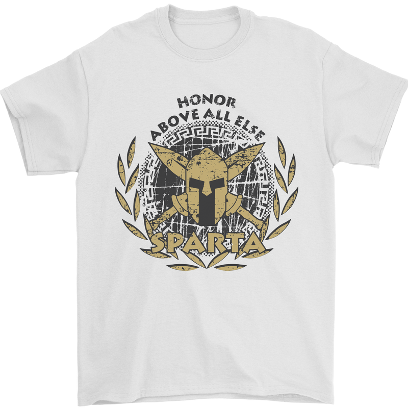 Sparta Honor Above all Else Gym Bodybuilding Mens T-Shirt 100% Cotton White