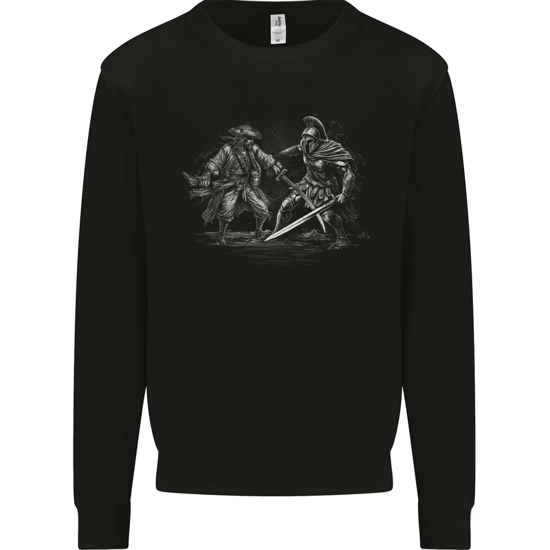 Spartan vs Pirate Warrior Gym MMA Roman Mens Sweatshirt Jumper Black