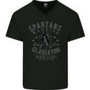 Spartans Warrior Legendary Gladiator Mens V-Neck Cotton T-Shirt Black