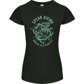 Spear Diving Under Sea Hunter Scuba Diver Womens Petite Cut T-Shirt Black