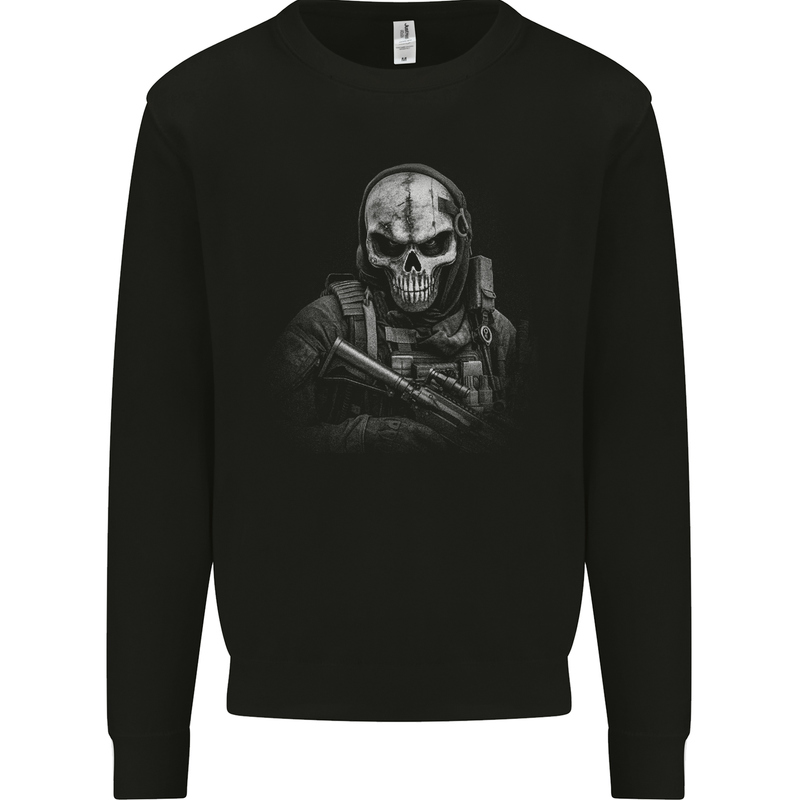 Special Forces Skull Soldier Army Gaming Gamer Mens Sweatshirt Jumper Black