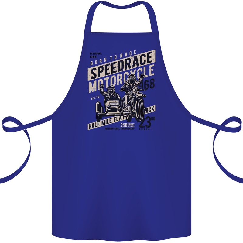 Speedrace Motorcycle Side Car Motorbike Cotton Apron 100% Organic Royal Blue