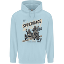 Speedrace Motorcycle Side Car Motorbike Mens 80% Cotton Hoodie Light Blue