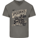 Speedrace Motorcycle Side Car Motorbike Mens V-Neck Cotton T-Shirt Charcoal