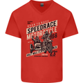 Speedrace Motorcycle Side Car Motorbike Mens V-Neck Cotton T-Shirt Red