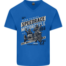 Speedrace Motorcycle Side Car Motorbike Mens V-Neck Cotton T-Shirt Royal Blue