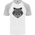 Ouija Board Cat Dark Black Magic Voodoo Mens S/S Baseball T-Shirt White/Sports Grey