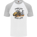 Farm Life is the Best Life Farming Farmer Mens S/S Baseball T-Shirt White/Sports Grey
