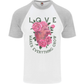 Love Makes Everything Grow Valentines Day Mens S/S Baseball T-Shirt White/Sports Grey
