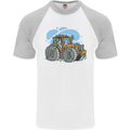 Christmas Tractor Farming Farmer Xmas Mens S/S Baseball T-Shirt White/Sports Grey