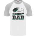 Ice Hockey Dad Fathers Day Mens S/S Baseball T-Shirt White/Sports Grey