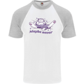 Maybe Never Lazy Cat Sleeping Mens S/S Baseball T-Shirt White/Sports Grey