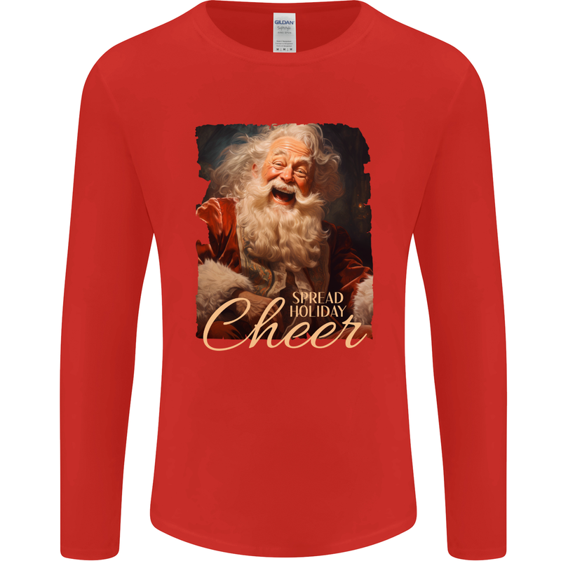 Spread Holiday Cheer Christmas Santa Xmas Mens Long Sleeve T-Shirt Red