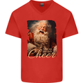 Spread Holiday Cheer Christmas Santa Xmas Mens V-Neck Cotton T-Shirt Red