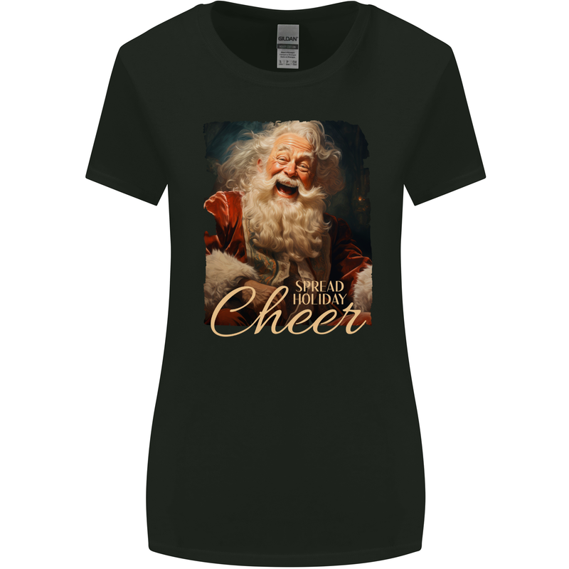 Spread Holiday Cheer Christmas Santa Xmas Womens Wider Cut T-Shirt Black